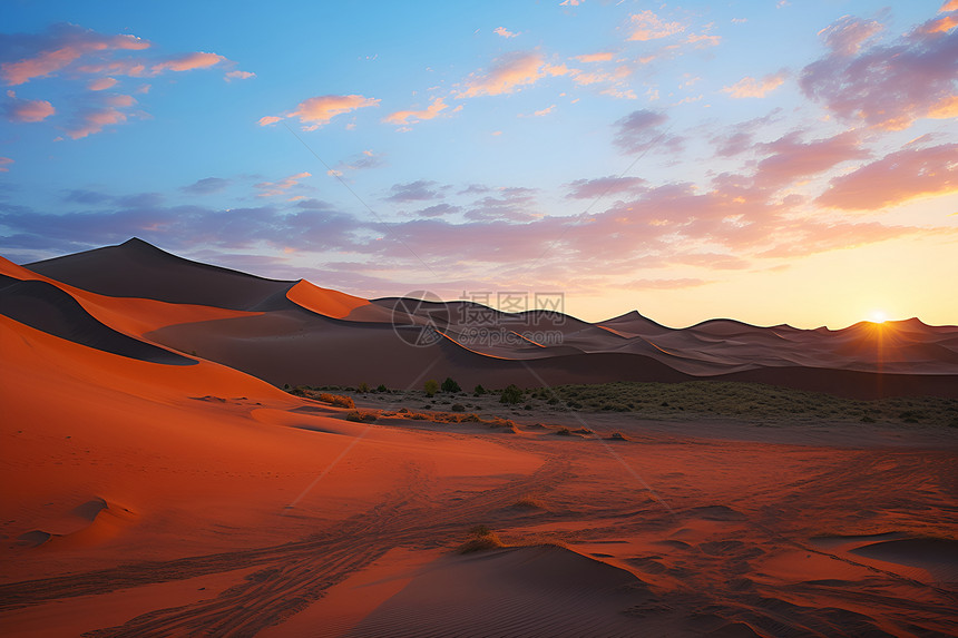 黄昏沙漠风光图片