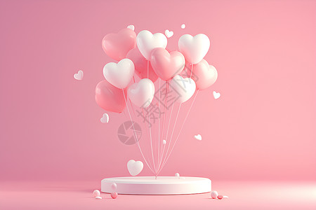 浪漫心形节日漂浮的气球插画