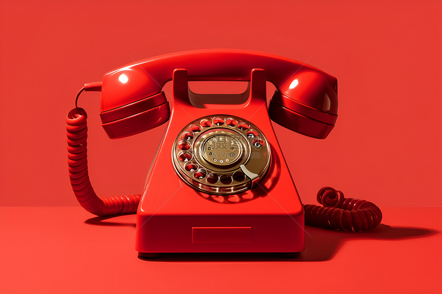 红色复古电话图片