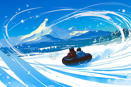 滑雪胜地的奇幻瞬间插画