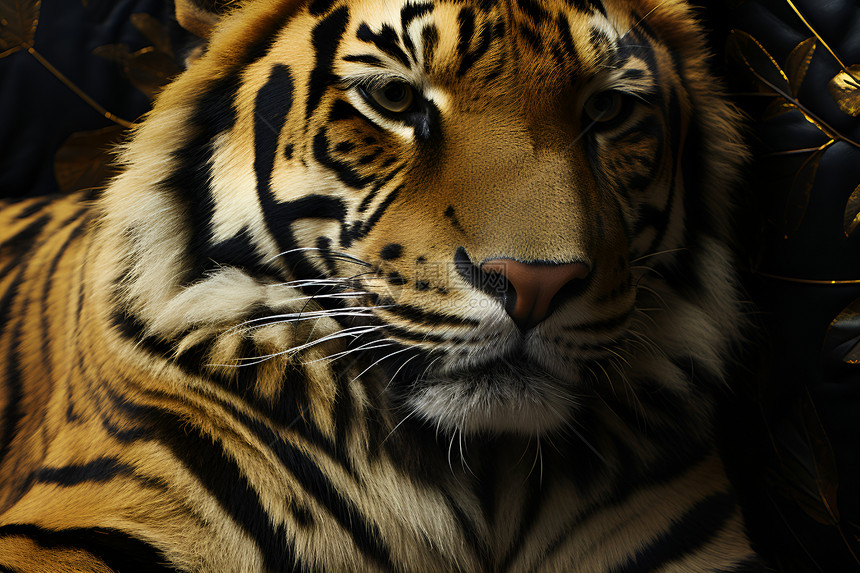 美丽的老虎趴着图片