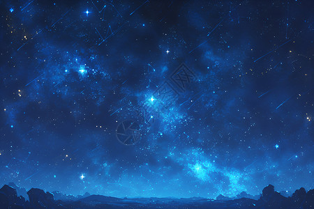 星星闪烁素材夜晚的绚丽星空插画