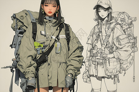 穿着军事风格的女人背景图片