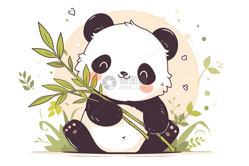 拿着竹子的熊猫图片