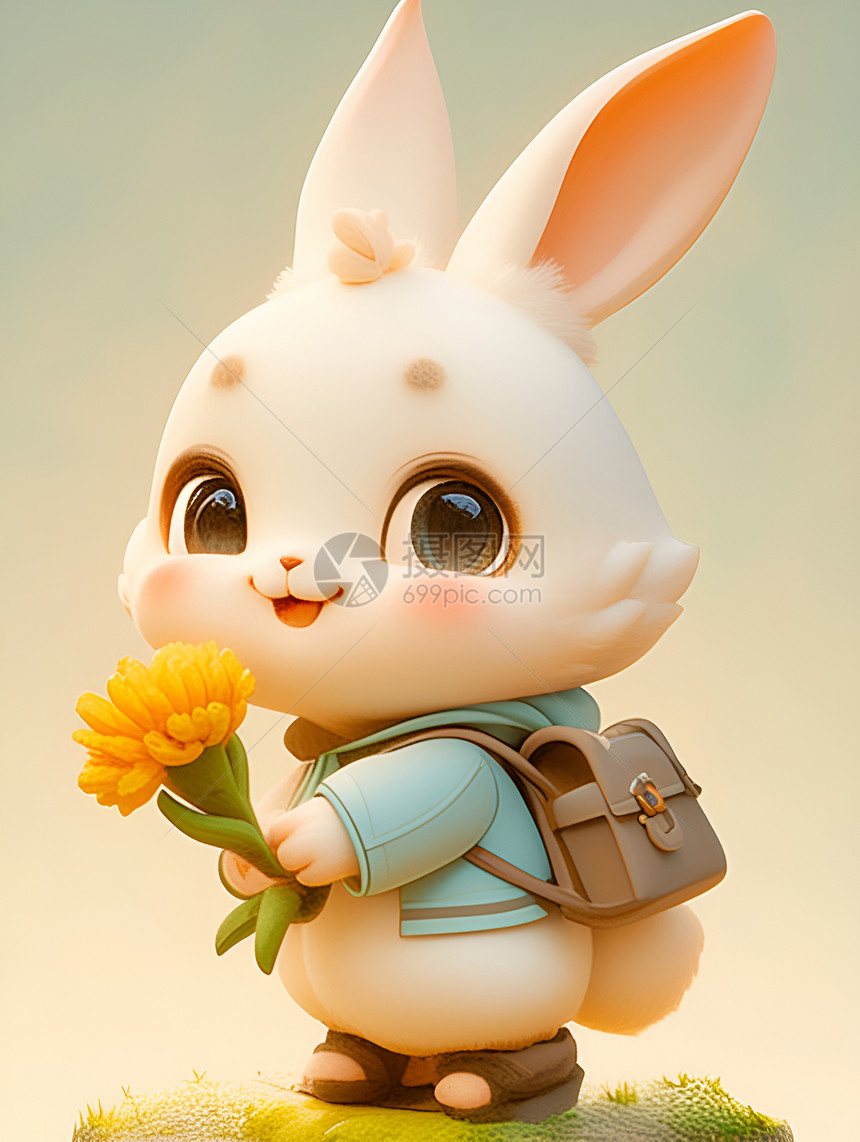背书包的小兔子图片