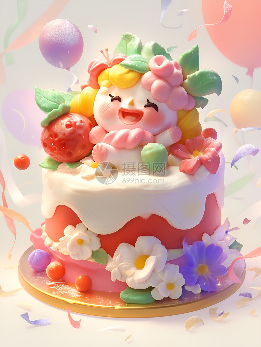 彩球糖衣的蛋糕图片