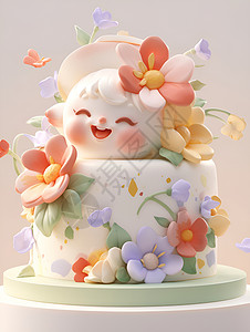 蛋糕上的花仙子高清图片