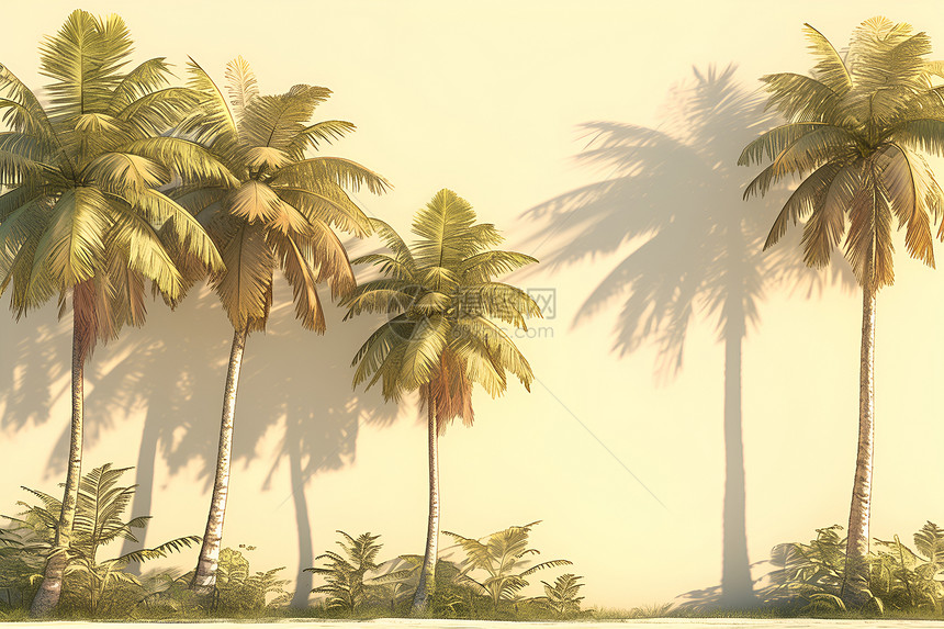 草地上的棕榈树图片
