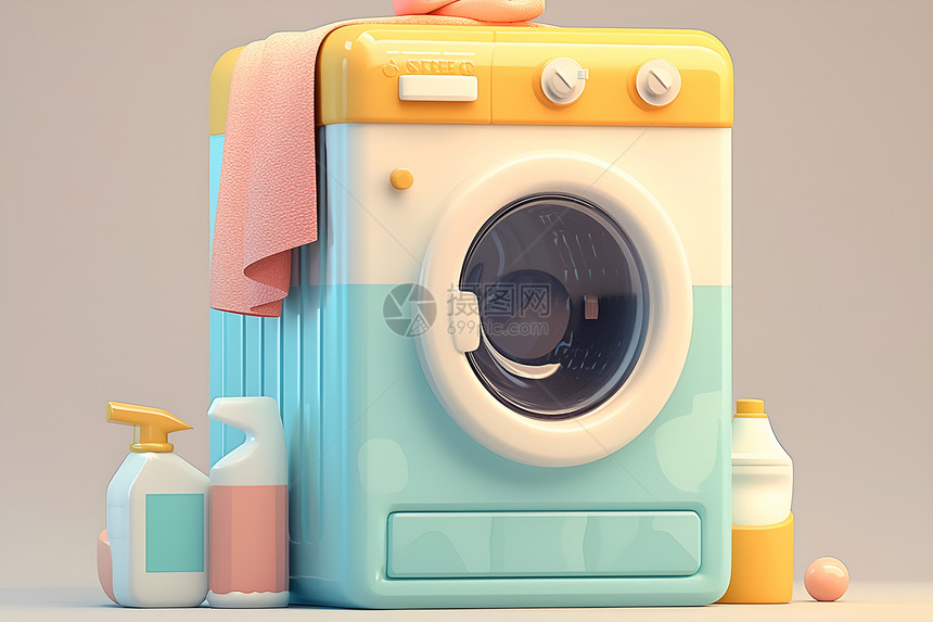 洗衣机和洗衣液图片