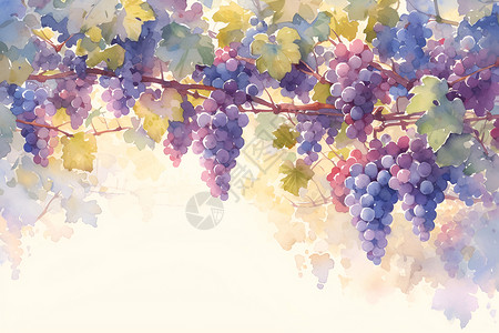 葡萄味爬满藤蔓的葡萄插画