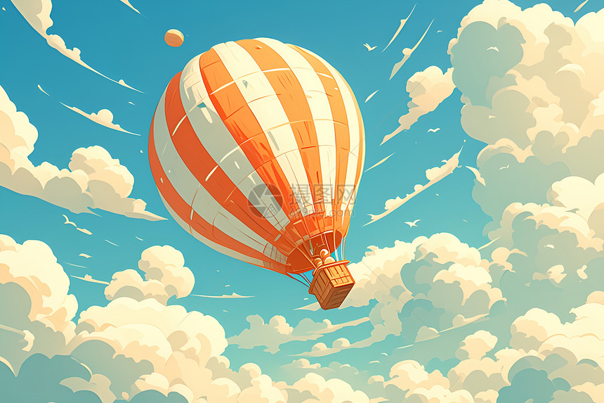 飞翔的彩色热气球图片
