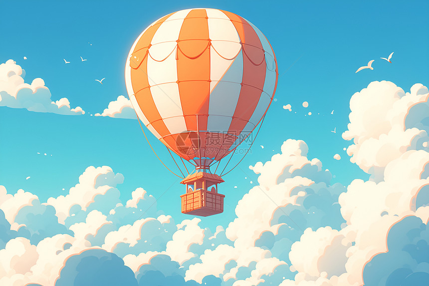自由飞翔的彩色热气球图片