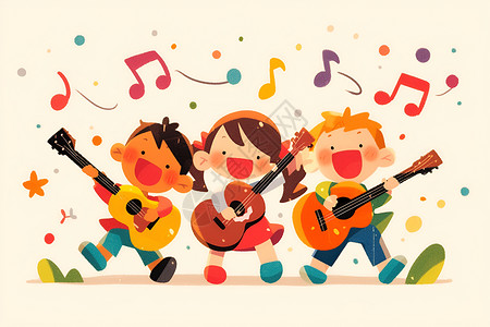 童声合唱可爱的孩子合唱着插画