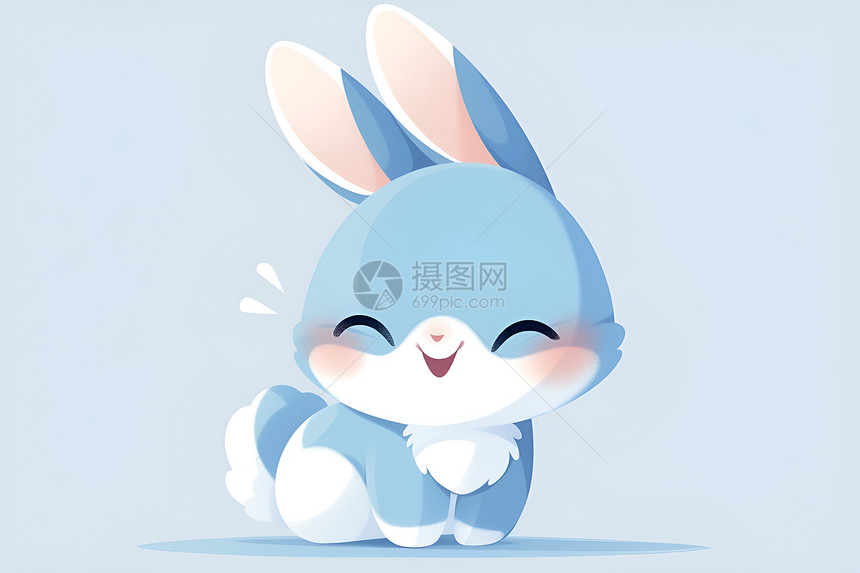 幸福的蓝兔图片