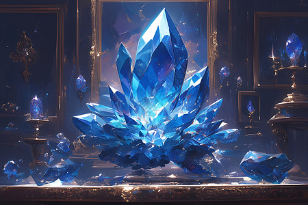 蓝色水晶插画背景图片