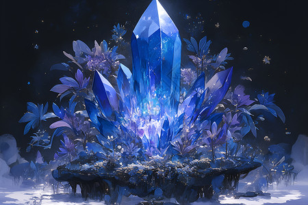 蓝色水晶插画背景图片