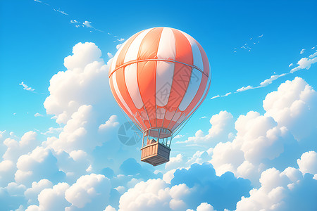 波点热气球天空中飘着的热气球插画
