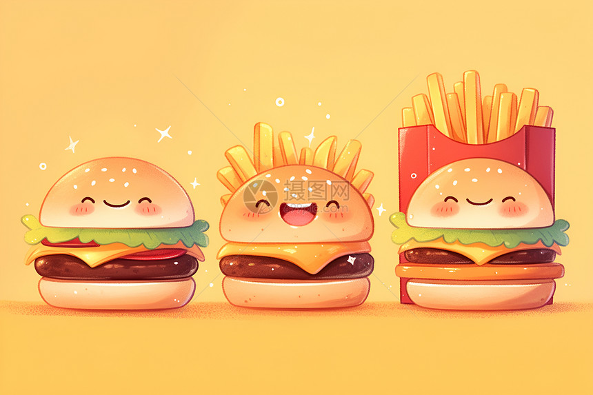 快乐的汉堡图片