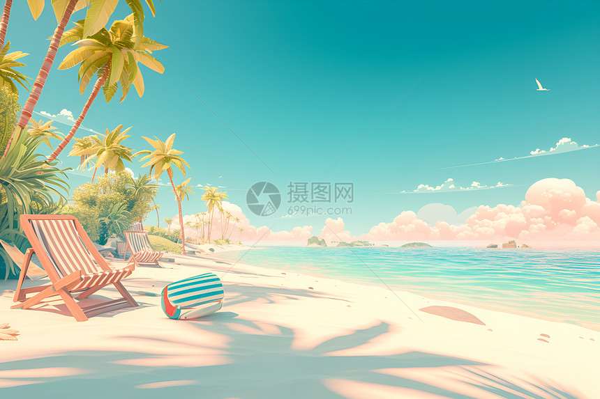 卡通夏日海滩图片