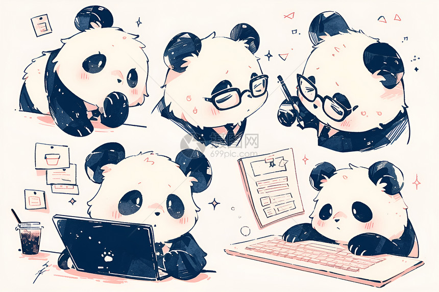 熊猫卡通插画图片