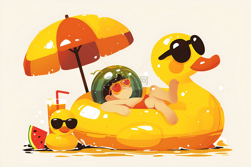 小黄鸭和男孩的夏日之旅图片