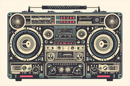 怀旧收音机怀旧风格的收音机插画
