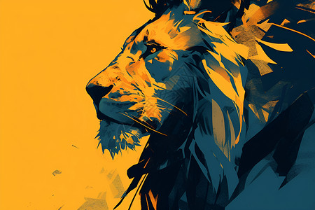 雄伟狮子一只孤独的狮子插画