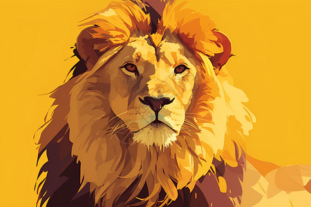 黄色岩石强悍的狮子插画
