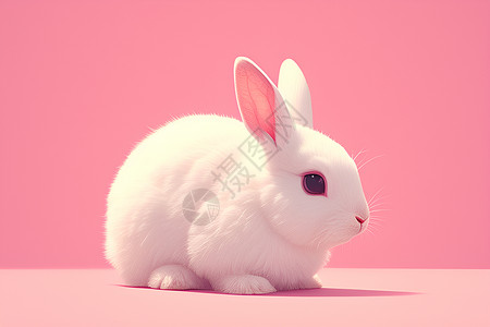 粉色兔子边框一只白色的兔子插画
