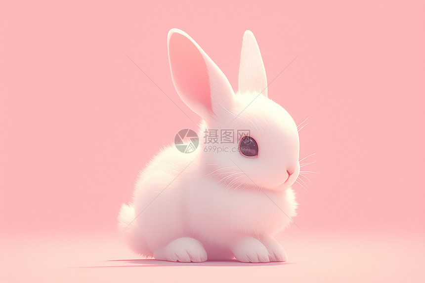 呆萌的小白兔图片