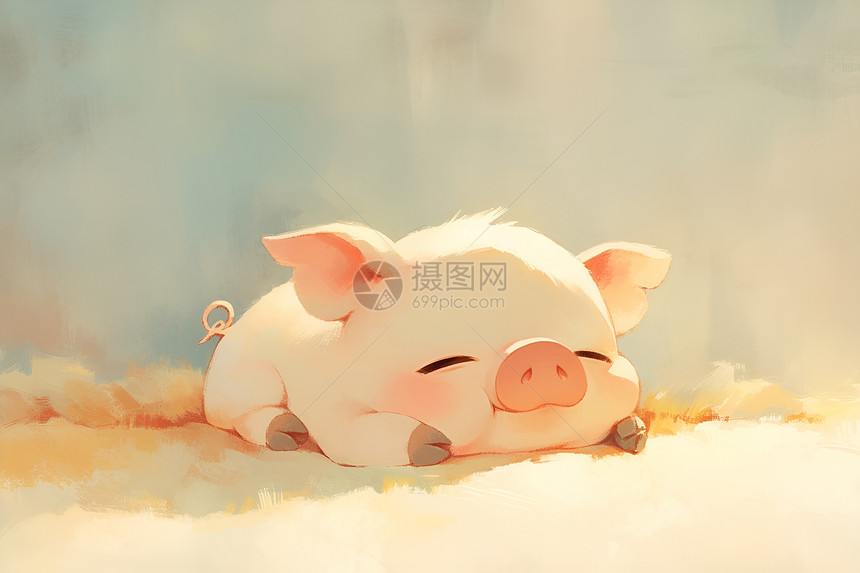 一只粉嫩的小猪图片