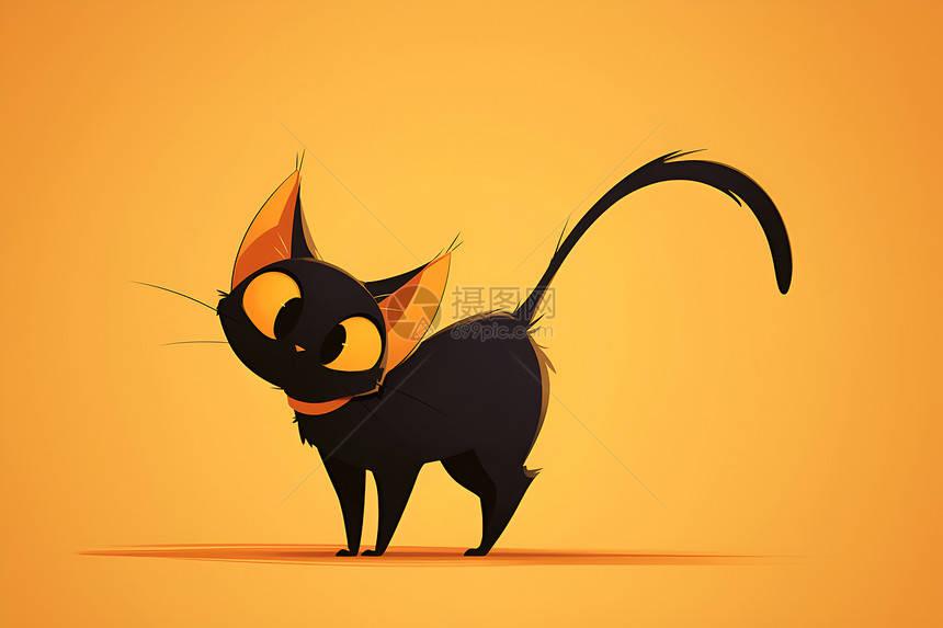 简约黑猫插画图片
