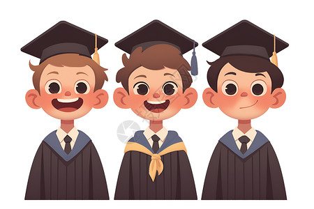 三个穿着毕业服的男孩背景图片