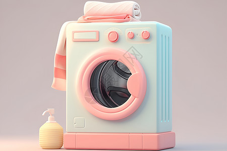 产品模型迷人的洗衣机插画