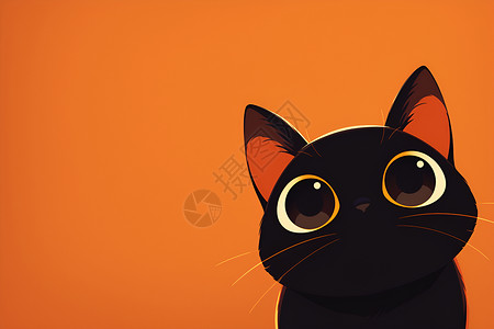 可爱卡通黑猫率插画