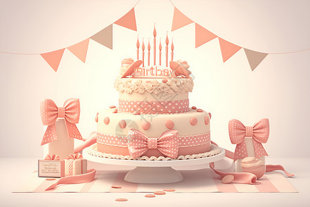 可可粉蛋糕生日蛋糕的卡通造型插画