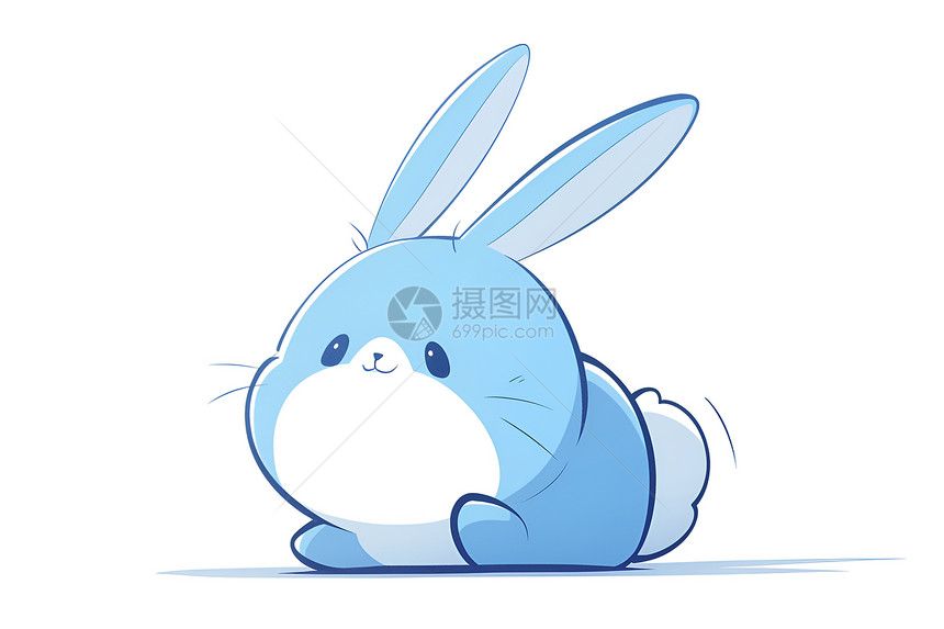 蓝兔子的可爱插画图片