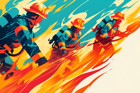 勇敢扑救火灾的消防队员高清图片
