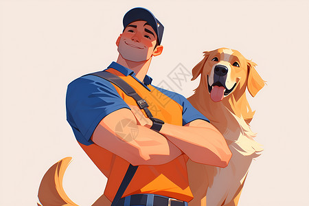 禁止携带宠物男子携带狗儿插画