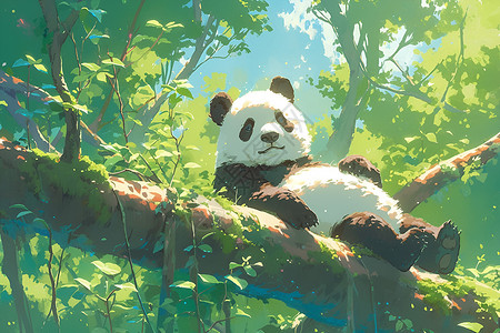 大熊猫国宝竹林中的熊猫插画插画