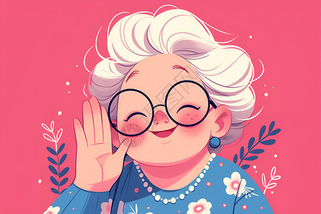 最美笑容温暖笑容的奶奶插画