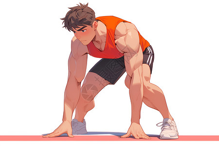 健身热身健身男子的彩色插画插画