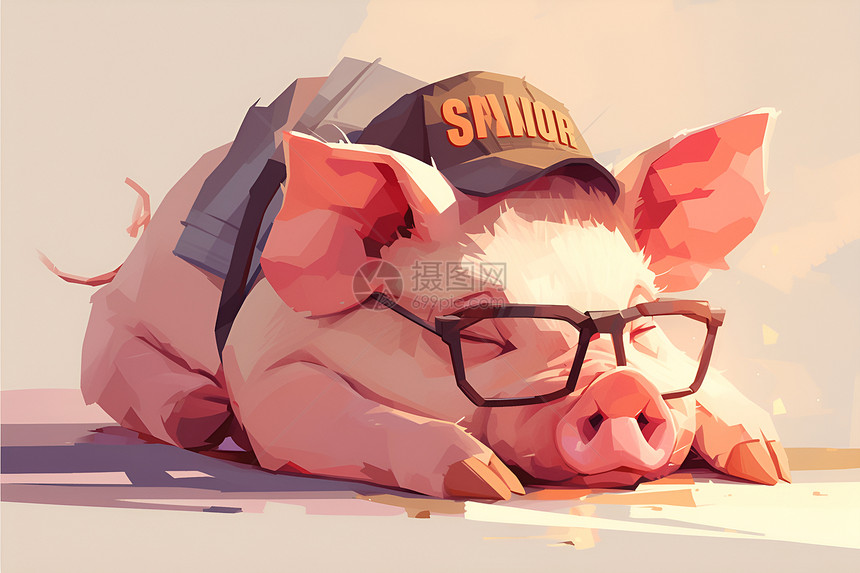 躺在地上的小猪图片