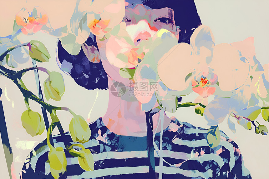 花卉艺术少女图片