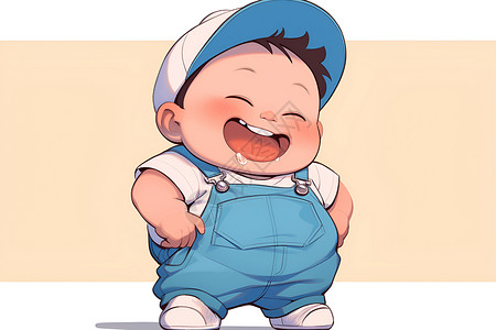 胖宝宝欢乐大笑的胖宝贝插画