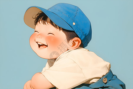 胖宝宝嬉笑的胖婴儿插画