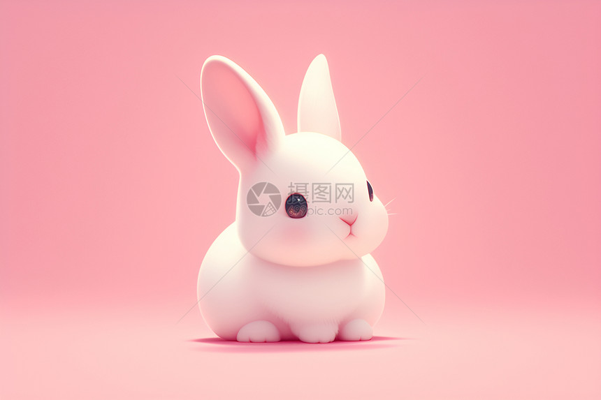欢乐粉色世界中的兔子图片