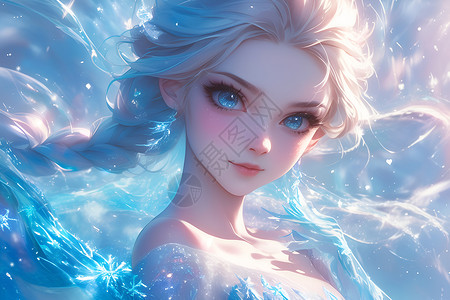 冰雪长城冰雪仙子的迷人肖像插画