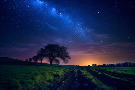 星光灿烂的夜空高清图片