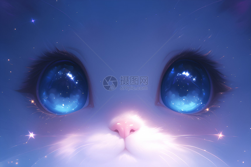 星夜下的猫咪图片